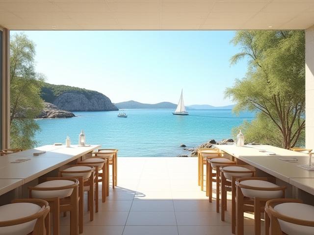 Bild på en konferens på en solig västkustö med segelbåtar i bakgrunden